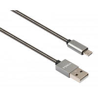 Дата кабель USB 2.0 AM to Micro 5P 1m stainless steel gray Vinga (VCPDCMSSJ1GR) p