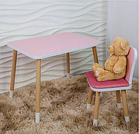 Столик дитячий зі стільчиком 46х60х45 см для творчості письма малювання ігор та навчання рожевий стіл для дітей деревяний гральний