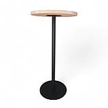 Високий круглий дерев'яний стіл на металевій ніжці стільниця ясень для барів, кафе 110 см, фото 5