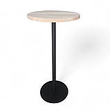 Високий круглий дерев'яний стіл на металевій ніжці стільниця ясень для барів, кафе 110 см, фото 3