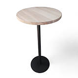 Високий круглий дерев'яний стіл на металевій ніжці стільниця ясень для барів, кафе 110 см, фото 4