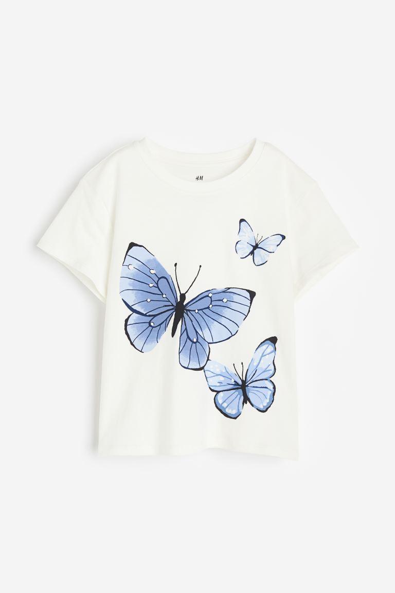 Футболка для дівчинки біла Метелики H&M 92,  98/104см