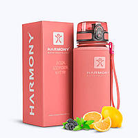 Бутылка для воды Harmony Total Peach 0,65 л. с контейнером для фруктов и защитным неопреновым чехлом.