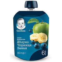 Дитяче пюре Gerber Яблуко, чорниця, банан 90г (1227025) p