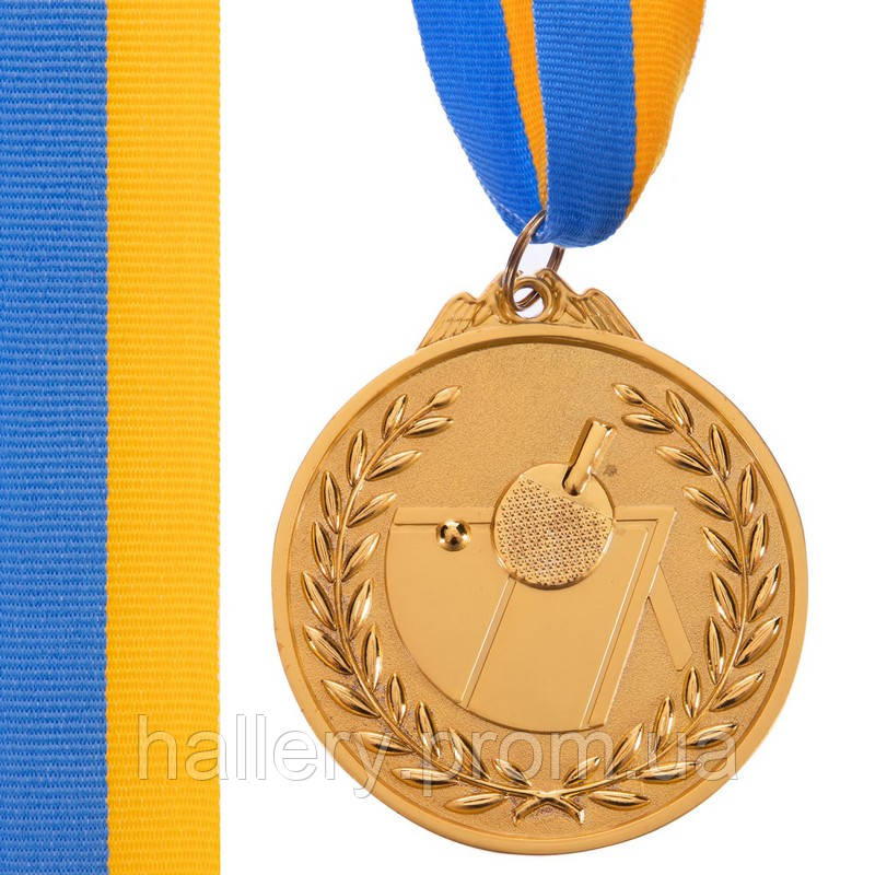 Медаль спортивная с лентой двухцветная Zelart Настольный теннис C-7028 цвет золотой hr - фото 2 - id-p2180757155