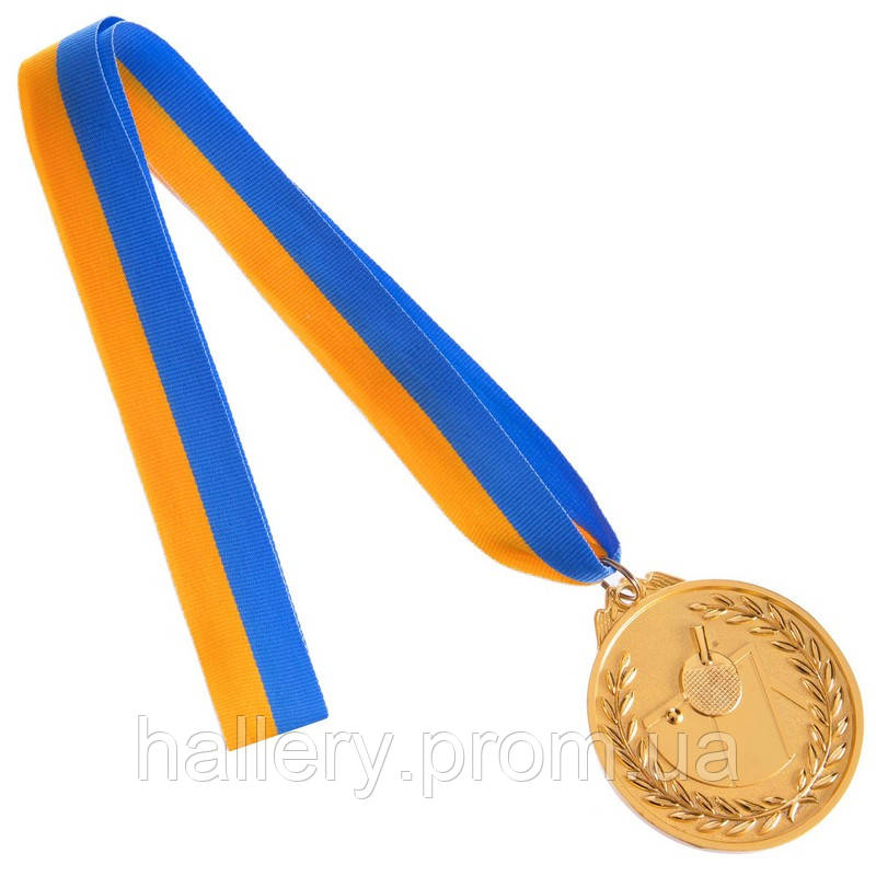 Медаль спортивная с лентой двухцветная Zelart Настольный теннис C-7028 цвет золотой hr - фото 4 - id-p2180757155