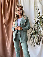 Женский весенний костюм пиджак и штаны с карманами на молниях размеры 42-48