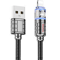 Дата кабель Hoco U122 Lantern Transparent Discovery Edition USB to Lightning (1.2m) Black