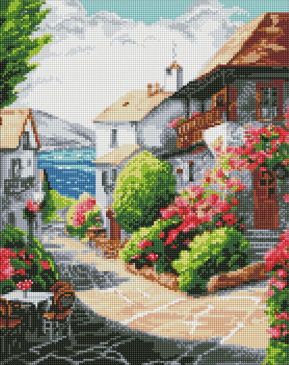 Алмазна мозаїка/вишивка Місто біля моря. Пейзаж 40*50 см Ідейка AMO 7717