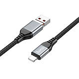 Такта кабель Hoco U128 Viking 2in1 USB/Type-C to Lightning (1m), Чорний, фото 2