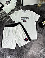 Летний костюм футболка + шорты белый с черными вставками 42-5/767
