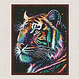 Алмазна мозаїка/вишивка Фантастичний тигр з голограмними стразами 40*50 см Ідейка AMO 7742, фото 3