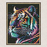 Алмазна мозаїка/вишивка Фантастичний тигр з голограмними стразами 40*50 см Ідейка AMO 7742, фото 5