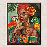Алмазна мозаїка/вишивка Африканська модниця з голограмними стразами 40*50 см Ідейка AMO 7809, фото 3