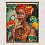 Алмазна мозаїка/вишивка Африканська модниця з голограмними стразами 40*50 см Ідейка AMO 7809, фото 5