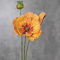 Искусственная ветвь маков Deluxe, оранжевого цвета, 58 см. Цветы премиум-класса для интерьера