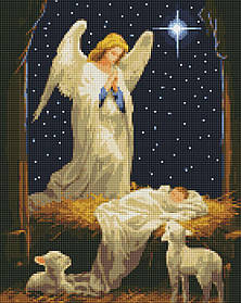Алмазна мозаїка/вишивка Під захистом янгола з голограмними стразами 40*50 см Ідейка AMO 7865