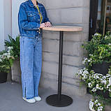 Високий круглий дерев'яний стіл на металевій ніжці стільниця ясень для барів, кафе 110 см, фото 2