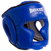 Шлем боксерский с полной защитой кожаный BOXER Элит 2033-1 размер M цвет синий hr
