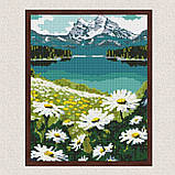 Алмазна мозаїка/вишивка Квітучі ромашки 30*40 см Ідейка AMO 7803, фото 3