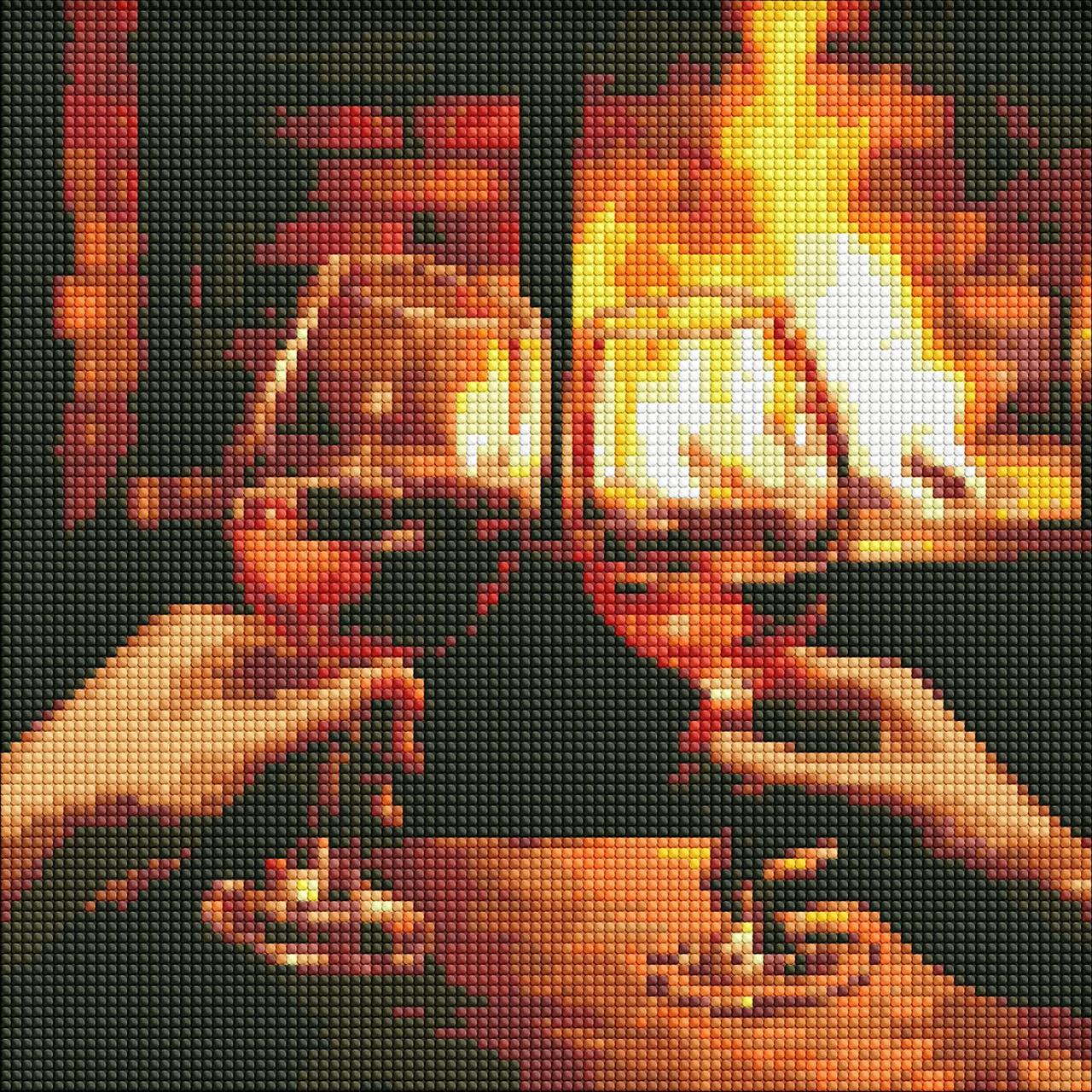 Алмазна мозаїка/вишивка Два бокали біля каміну 30*30 см Ідейка AMO 7859, фото 1