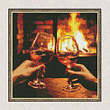 Алмазна мозаїка/вишивка Два бокали біля каміну 30*30 см Ідейка AMO 7859, фото 5