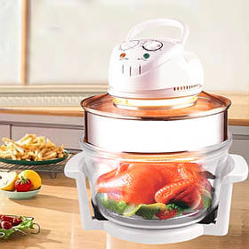 Електричний аерогриль 3000W зі скляною чашею 22л Gold Diamond ТК09910 аерофритюрниця 8в1 для дому