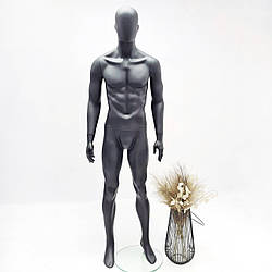 Манекен чоловічий безликий чорний матовий для магазину одягу в повний зріст