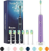 Электрическая звуковая зубная щетка 7am2m 5 Clean Modes AM105 с 5 насадками для взрослых и детей