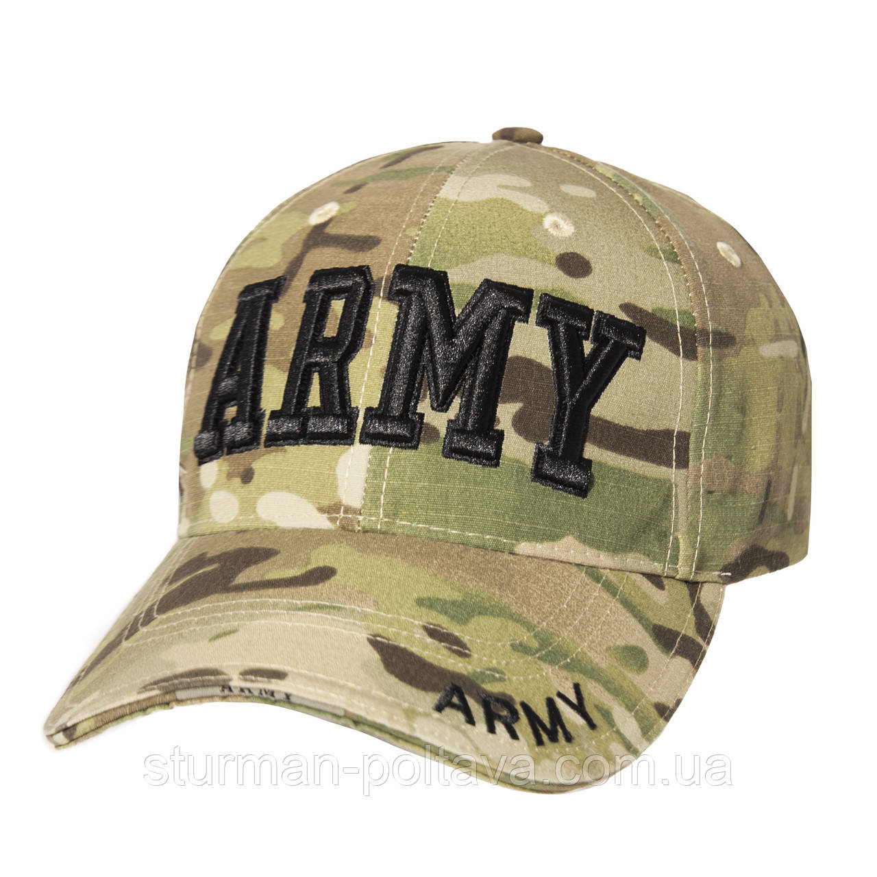 Бейсболка чоловіча мультикам з вишивкою "ARMY" матеріал оригінальна бавовна рипстоп Rotcho USA