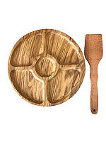 Тарілка - менажниця дерев'яна кругла №1 d 30 см з лопаткою