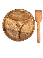 Тарілка - менажниця дерев'яна кругла №4 d 30 см з лопаткою
