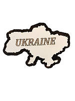 Магнит деревянный сувенирный Карта Украины с надписью "UKRAINE"
