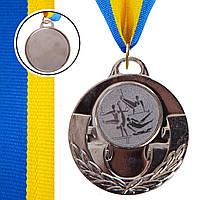 Медаль спортивная с лентой Zelart AIM Спортивная гимнастика C-4846-0075 цвет серебряный hr