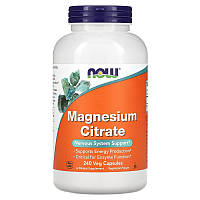 Магний цитрат Now Foods Magnesium Citrate поддержка нервной системы 240 растительных капсул