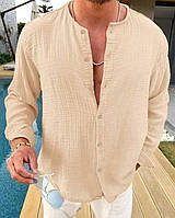 Модная классическая рубашка мужская однотонная,стильная мужская рубашка с длинным рукавом муслин
