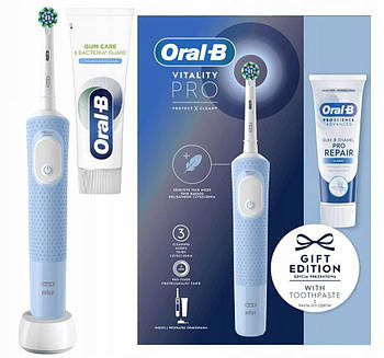 Електрична зубна щітка Braun Oral-B D103 Vitality PRO Blue з зубною пастою