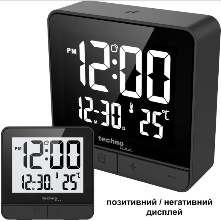 Годинник Настільний Електронний для дому Technoline WT375 Black (WT375) Німеччина