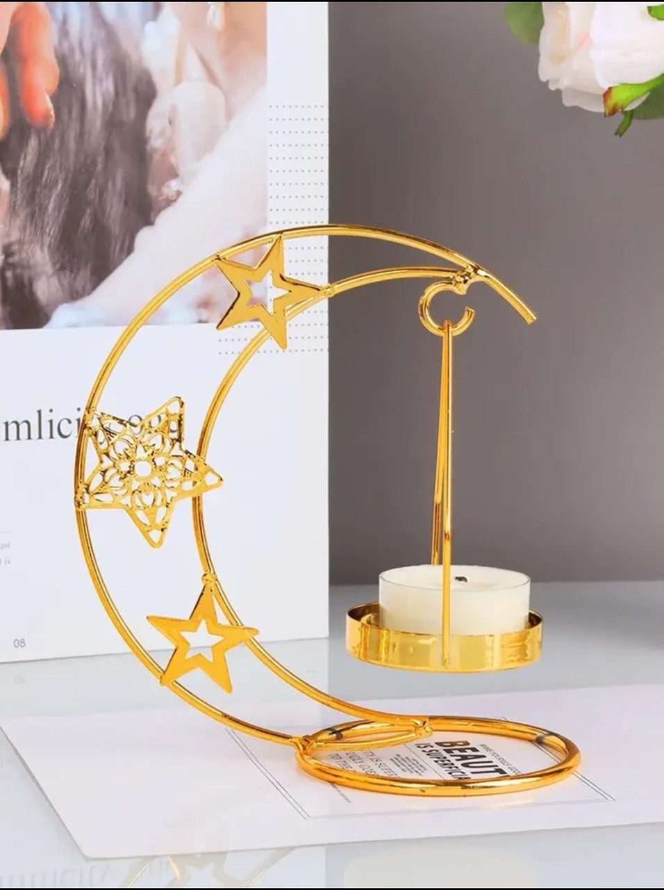 Золотий металевий залізний свічник, фото 1