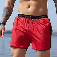 Мужские летние молодёжные удобные пляжные шорты/ Купальные стильные короткие шорты для мужчин/ Красные