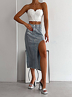 Спідниця жіноча джинсова з розрізом р S-L "REBEKKA" недорого від прямого постачальника