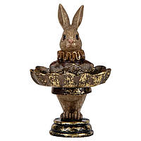 Декоративная статуэтка кролика с подносом "Сказочный кролик" из полистоуна высота 15 см