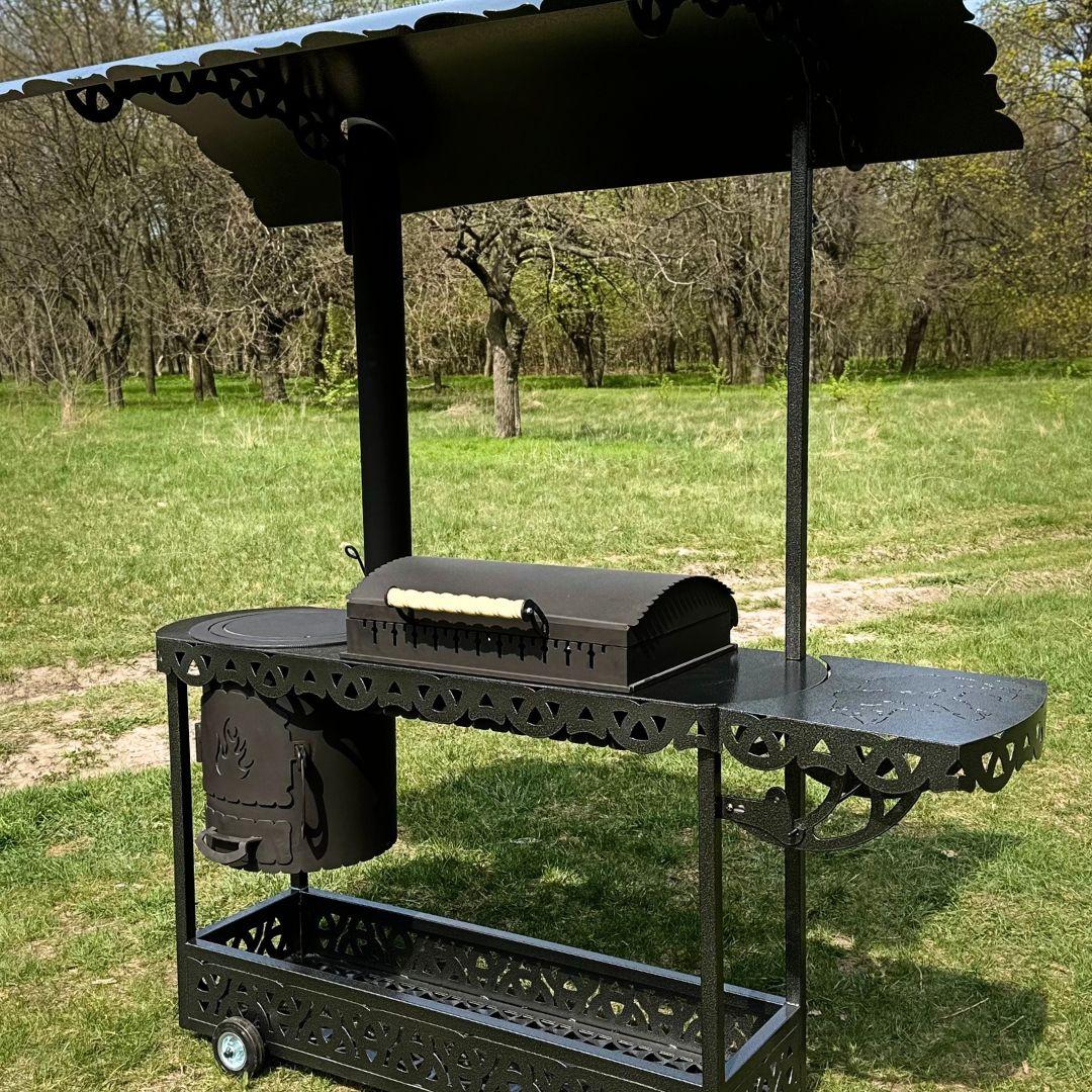 Великий мангал з кришкою барбекю  "Скіф", з товстого металу
