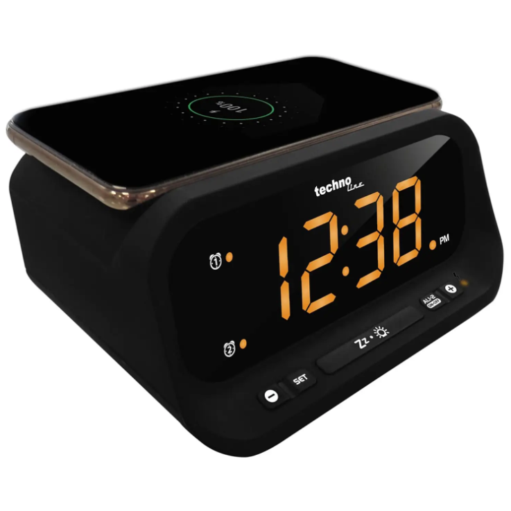 Годинник Настільний Електронний для дому Technoline WT477 Wireless Mobile Charging Black (WT477) Німеччина, фото 1