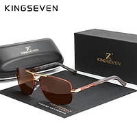 Мужские поляризационные солнцезащитные очки KINGSEVEN N724 Gold Brown Код/Артикул 184