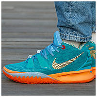 Мужские кроссовки Nike Kyrie 7 Blue Orange Gold, синие кроссовки найк кайри 7