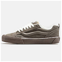 Мужские кеды Vans KNU Skool Brown White весна-осень, коричневые замшевые кроссовки ванс кну скул