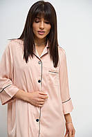 Шелковая рубашка размер S удлиненная кремовый, женская сатиновая рубашка на пуговицах для дома и отдыха
