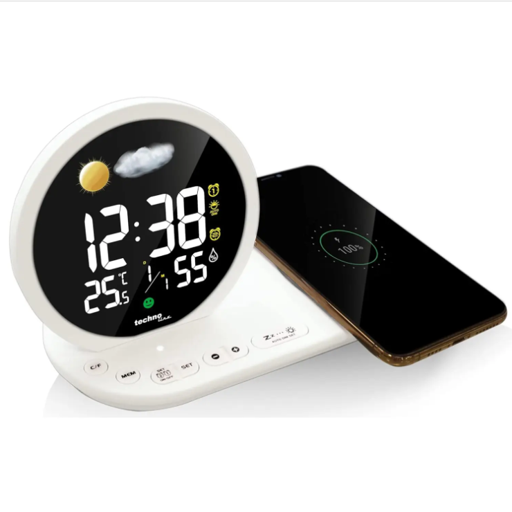 Годинник Настільний Електронний для дому Technoline WT427 Wireless Mobile Charging White (WT427) Німеччина