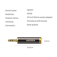 Аудіо адаптер 3.5mm Male to 6.35mm Female UGREEN Hi-Fi Adapter 1pcs (чорний) AV168, фото 9